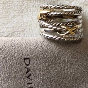 David Yurman 7.5 Ring Sterling Silver 18k Gold